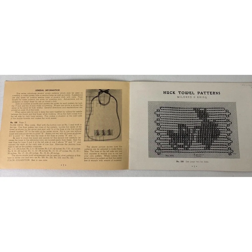 Set Of 3 Huck Towel Pattern Books Mildred V. Krieg 1936-1940
